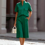 Mallory - Women's Two-Piece Pocket Top & Culotte Pants Set