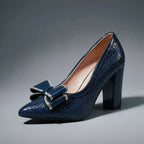 Mallory - Women's Croc Texture Block Heel Pumps