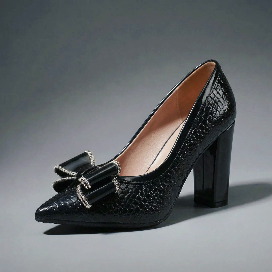 Mallory - Women's Croc Texture Block Heel Pumps