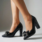 Mallory - Women's Croc Texture Block Heel Pumps