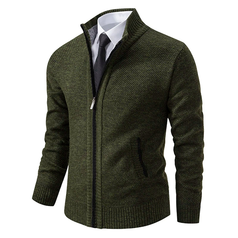 Marcus - Men's Textured Full-Zip Sweater Vest with Ribbed Cuffs