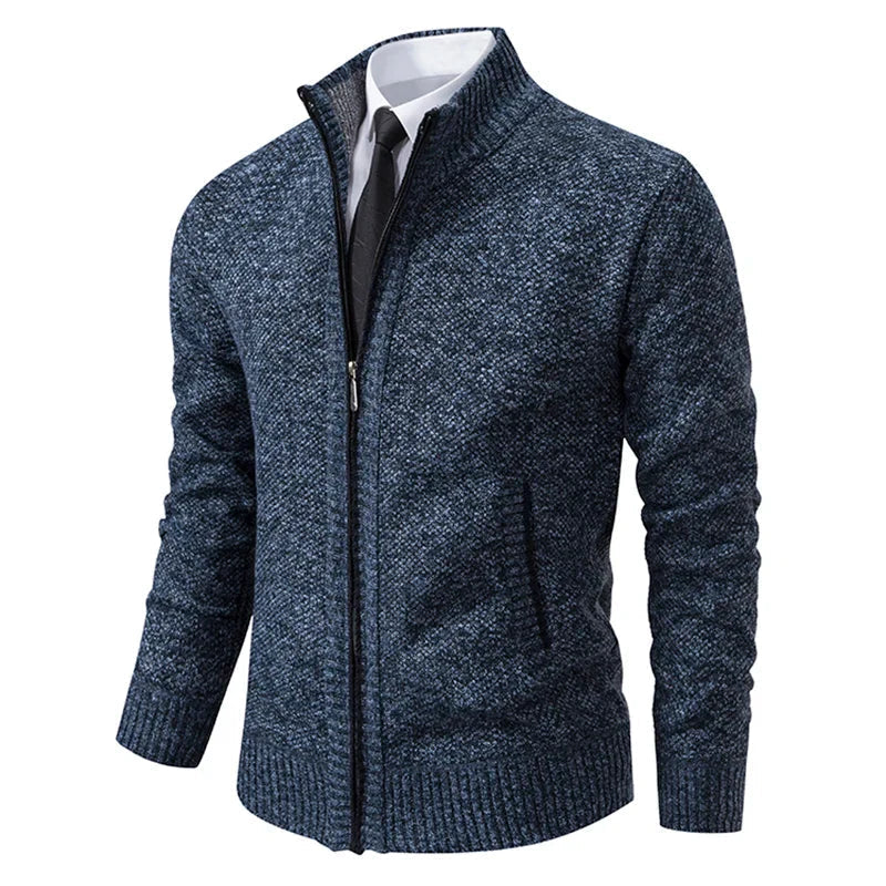 Marcus - Men's Textured Full-Zip Sweater Vest with Ribbed Cuffs