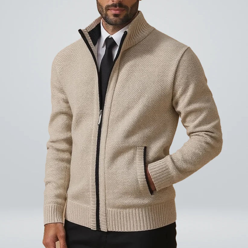 Marcus - Men's Textured Full-Zip Sweater Vest with Ribbed Cuffs