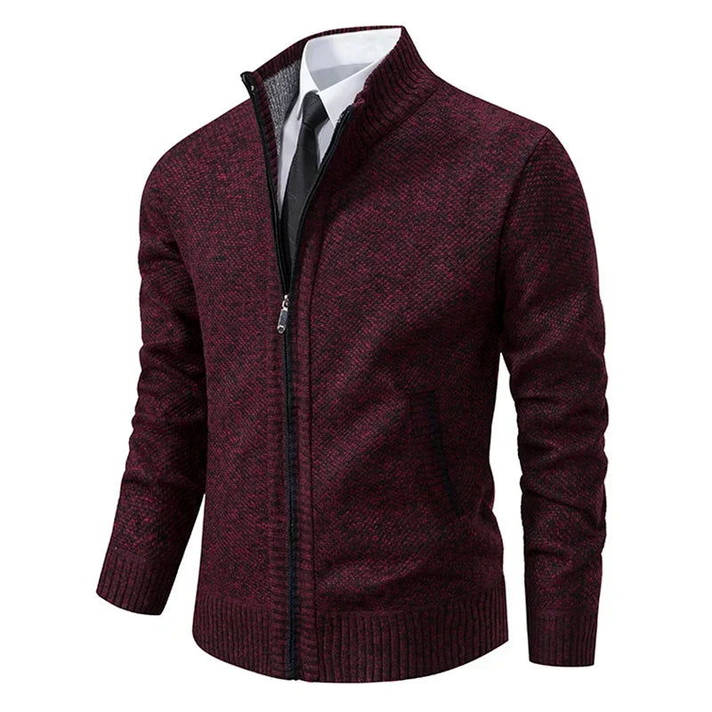 Marcus - Men's Textured Full-Zip Sweater Vest with Ribbed Cuffs