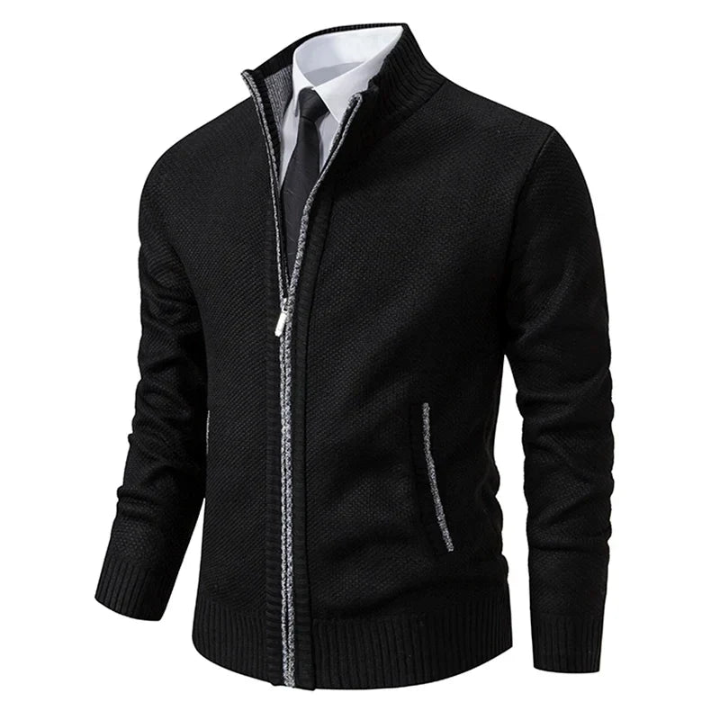 Marcus - Men's Textured Full-Zip Sweater Vest with Ribbed Cuffs