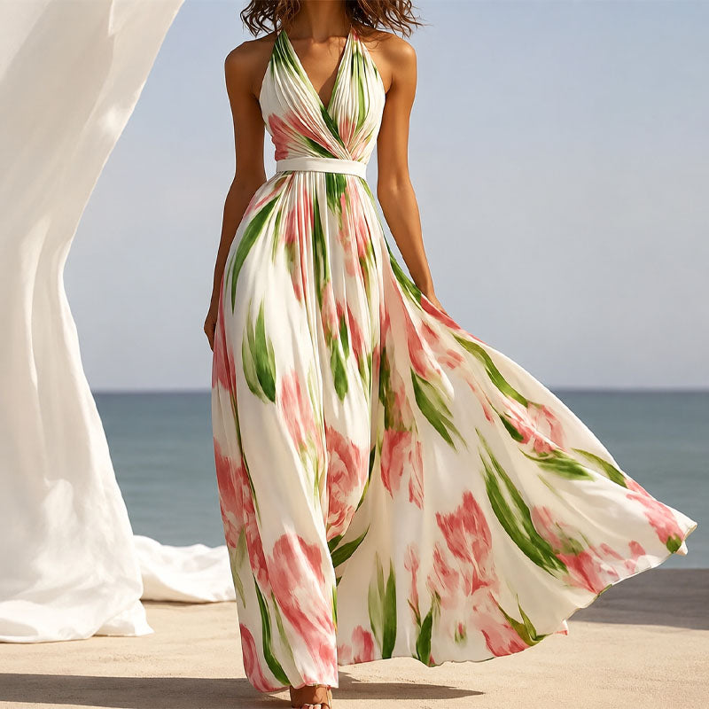 Margo - Women's Floral Halter Maxi Dress