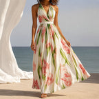 Margo - Women's Floral Halter Maxi Dress