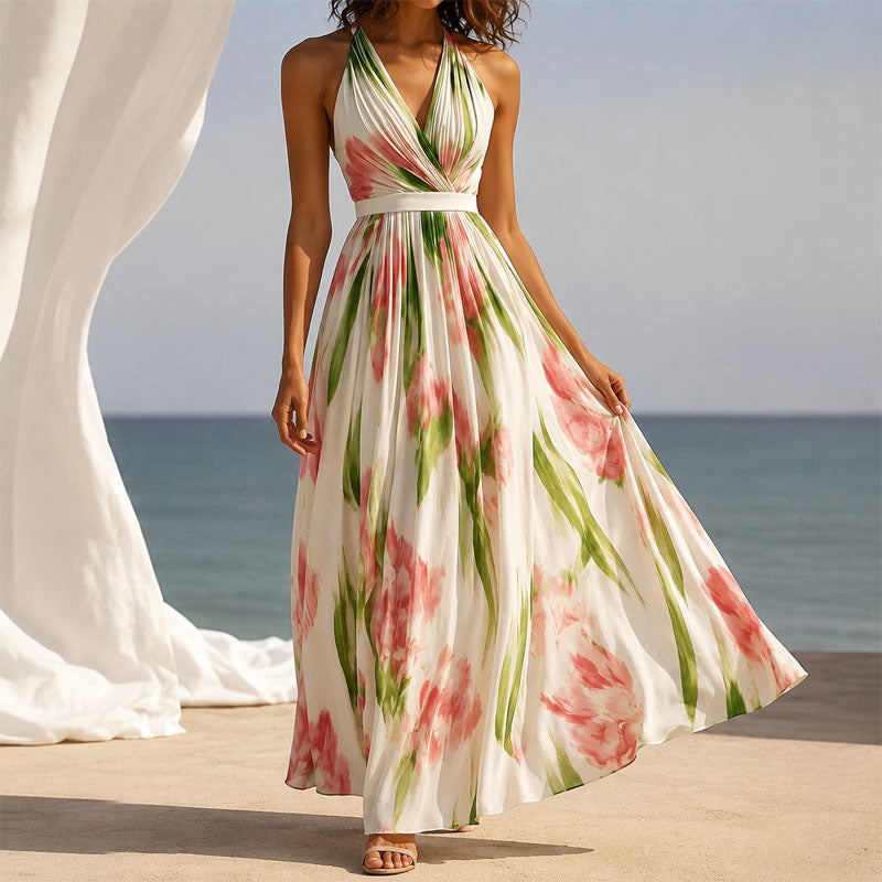 Margo - Women's Floral Halter Maxi Dress