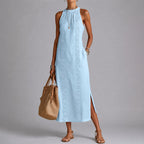 Marjorie - Women's Lace Trim Sleeveless Midi Dress