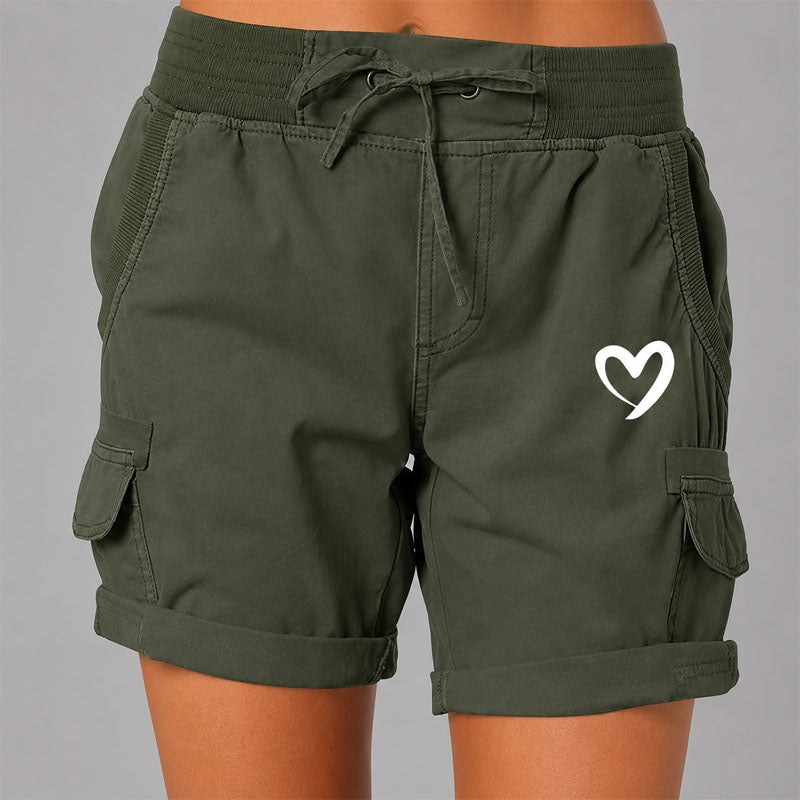 Marlow - Women's Heart Graphic Cargo Lounge Shorts