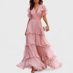 Martha - Women's Tiered Ruffle Maxi Evening Dress