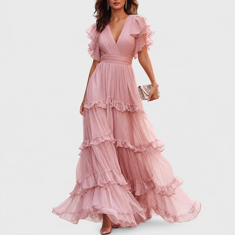 Martha - Women's Tiered Ruffle Maxi Evening Dress