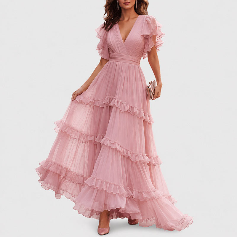 Martha - Women's Tiered Ruffle Maxi Evening Dress