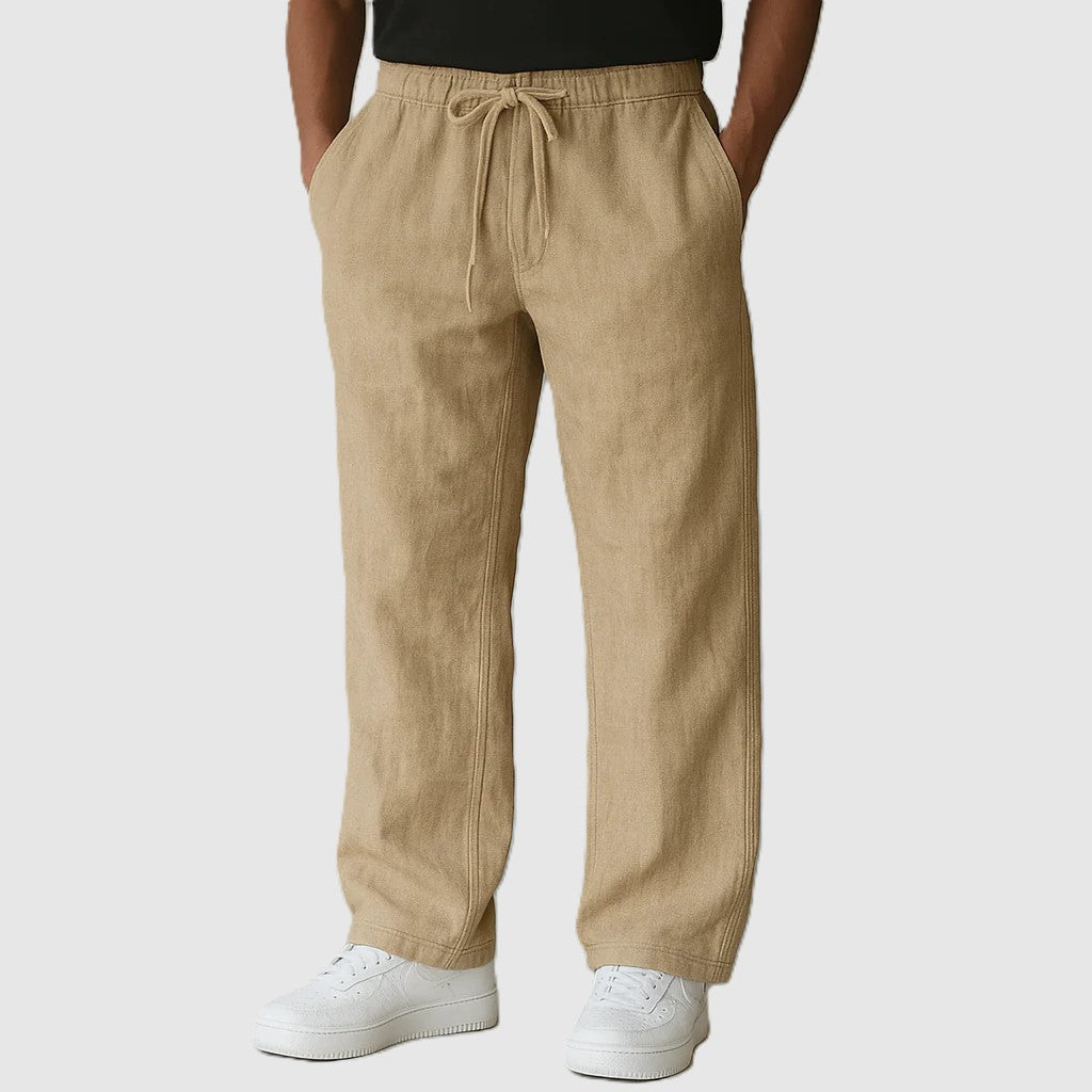 Martin - Men’s Classic Straight Leg Drawstring Linen Pants