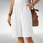 Mary - Women's Casual Elastic Waist Knee Length Shorts