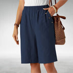 Mary - Women's Casual Elastic Waist Knee Length Shorts