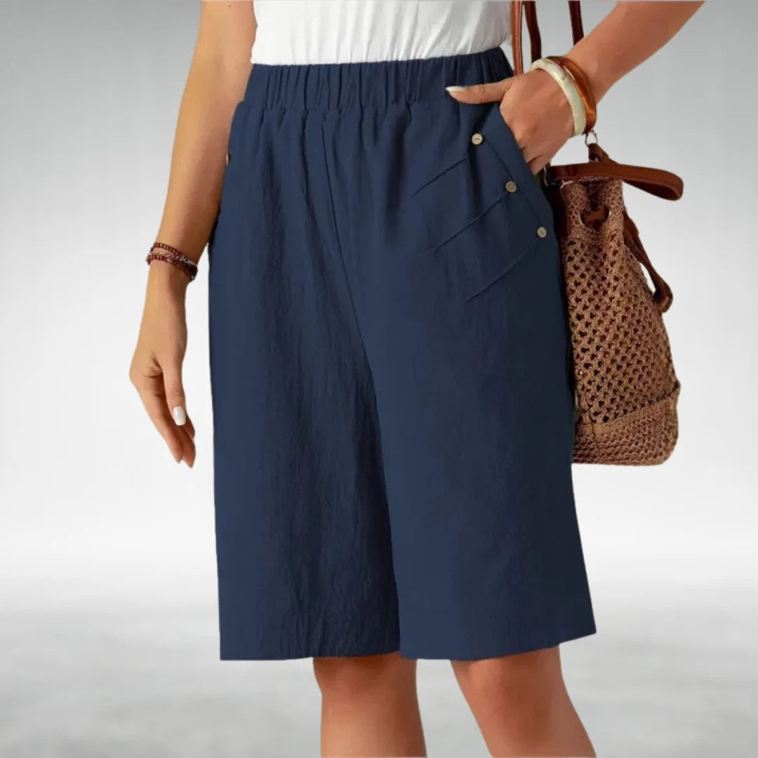 Mary - Women's Casual Elastic Waist Knee Length Shorts