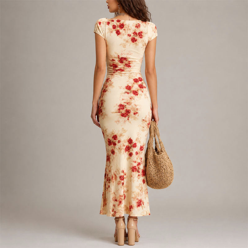 Maya - Women's Cap-Sleeve Ruched Cocktail Dress