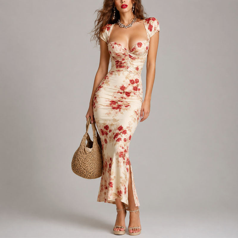 Maya - Women's Cap-Sleeve Ruched Cocktail Dress
