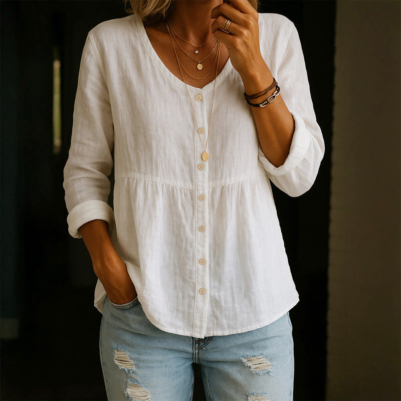 Megan - Women’s Casual V-Neck Long Sleeve Shirt