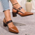 Megan - Women's Pointed-Toe O-Ring Detail Slingback Heels