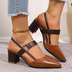 Megan - Women's Pointed-Toe O-Ring Detail Slingback Heels