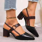 Megan - Women's Pointed-Toe O-Ring Detail Slingback Heels