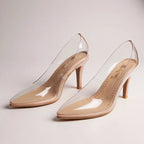 Melanie - Women's Clear Panel Animal Print Trim Pumps