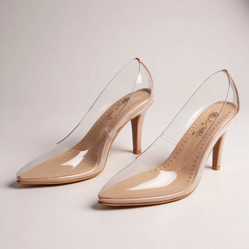 Melanie - Women's Clear Panel Animal Print Trim Pumps