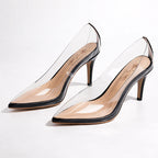 Melanie - Women's Clear Panel Animal Print Trim Pumps