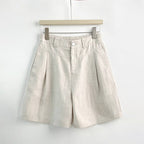 Mia - Women's Pleated Linen-Look Tailored Shorts