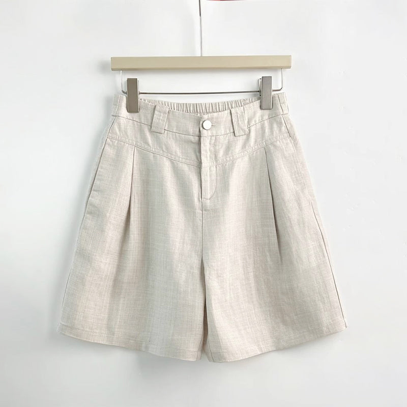 Mia - Women's Pleated Linen-Look Tailored Shorts