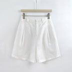 Mia - Women's Pleated Linen-Look Tailored Shorts