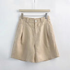 Mia - Women's Pleated Linen-Look Tailored Shorts