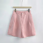 Mia - Women's Pleated Linen-Look Tailored Shorts