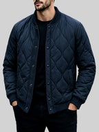 Mike - Men's Quilted Bomber Jacket with Snap Button Closure