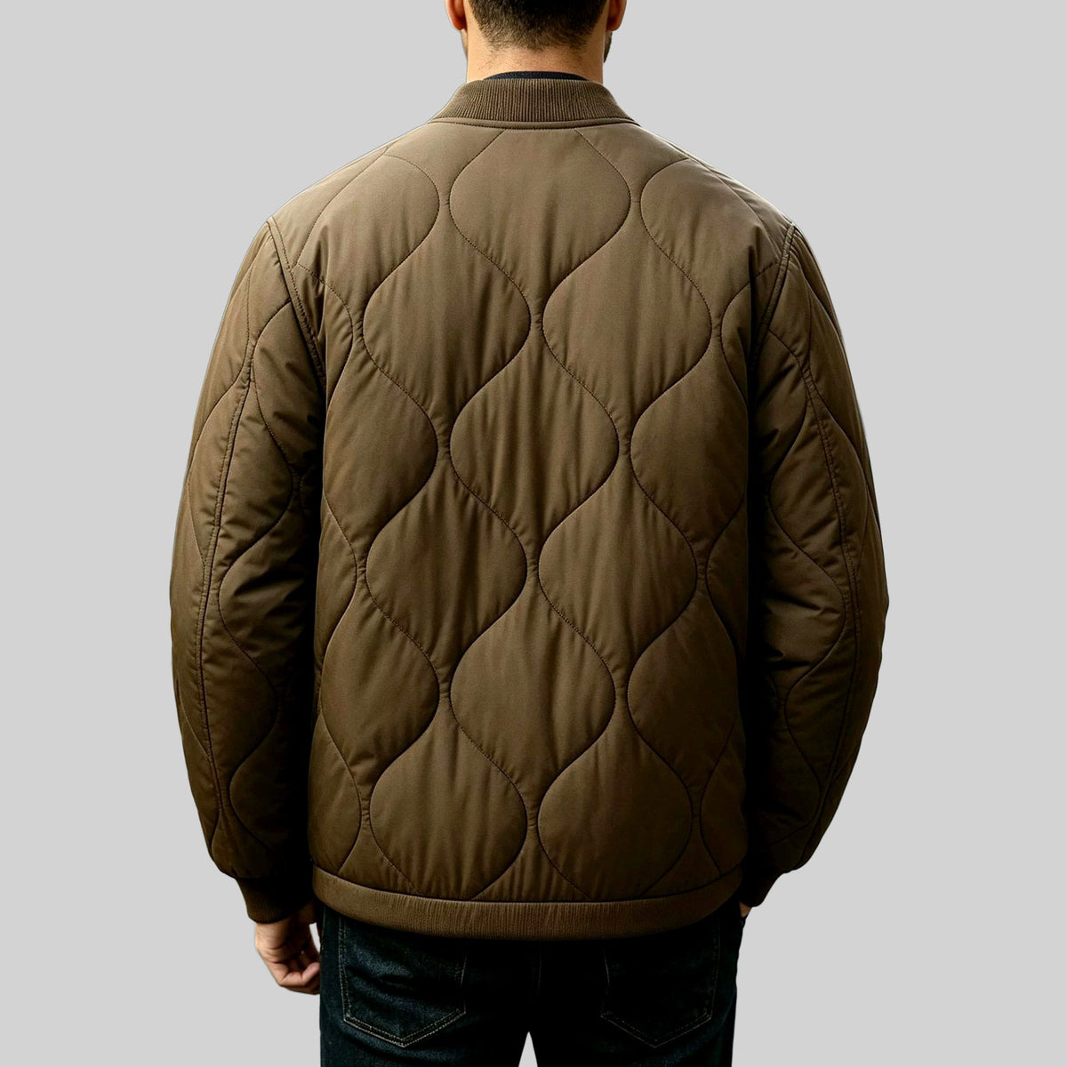 Mike - Men's Quilted Bomber Jacket with Snap Button Closure
