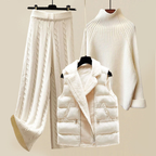 Mikey - Women's Ribbed Sweater & Cable Knit Pants Winter Set