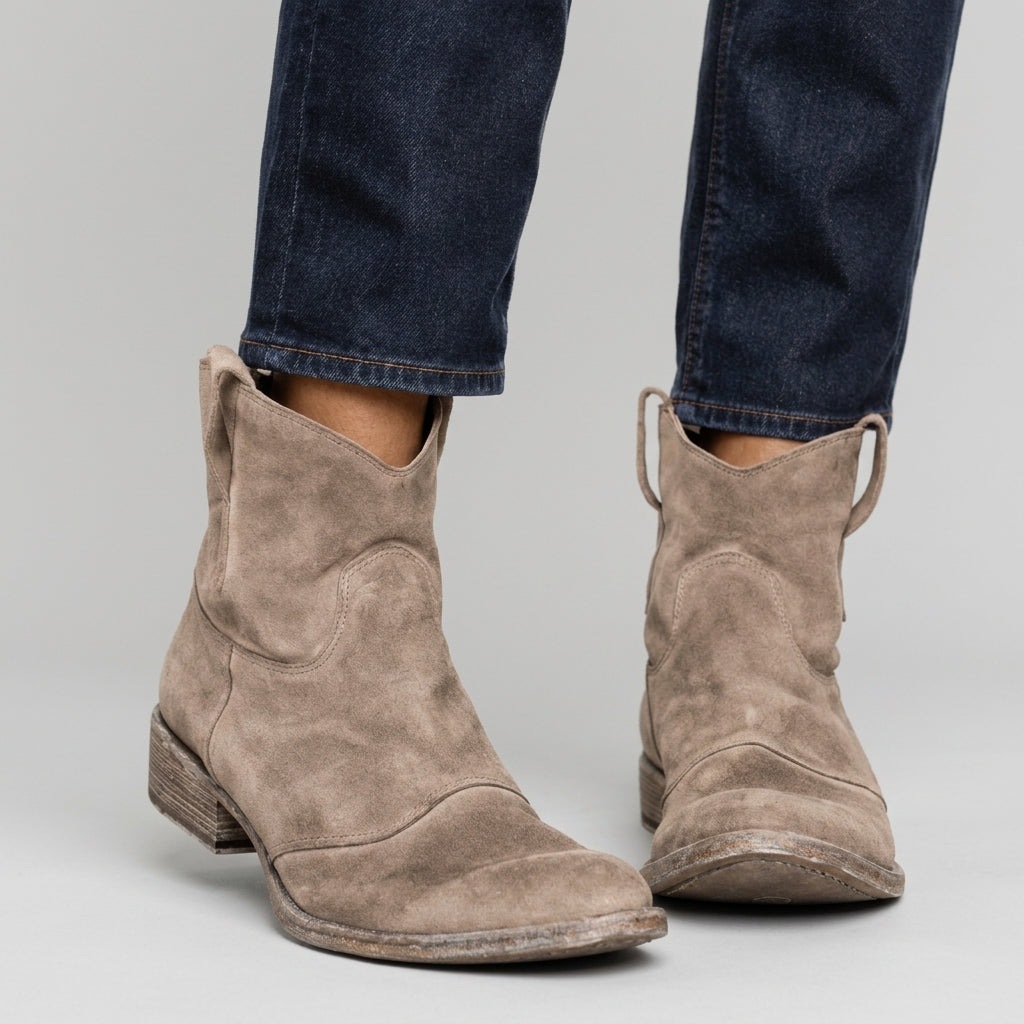 Miley - Women's Suede Ankle Boots with V-Cut Shaft 2