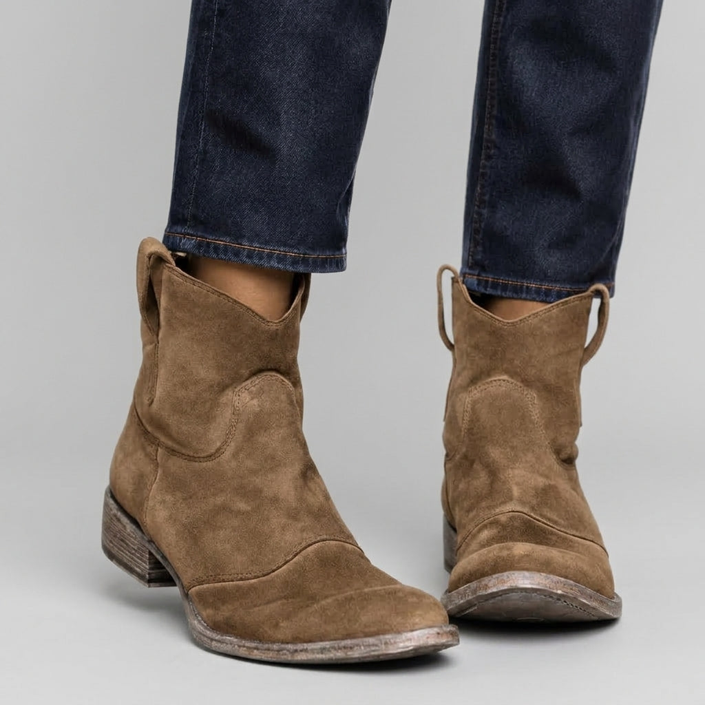 Miley - Women's Suede Ankle Boots with V-Cut Shaft 3