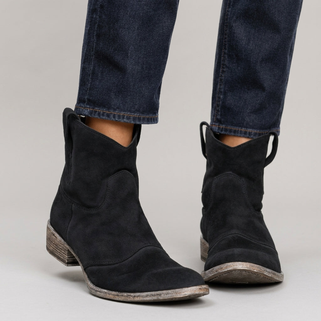 Miley - Women's Suede Ankle Boots with V-Cut Shaft 4