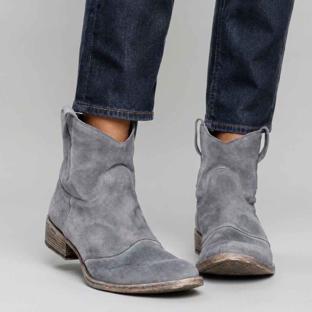 Miley - Women's Suede Ankle Boots with V-Cut Shaft 5