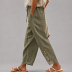 Millie - Women's Lace Trim Relaxed Tapered Pants