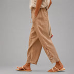 Millie - Women's Lace Trim Relaxed Tapered Pants