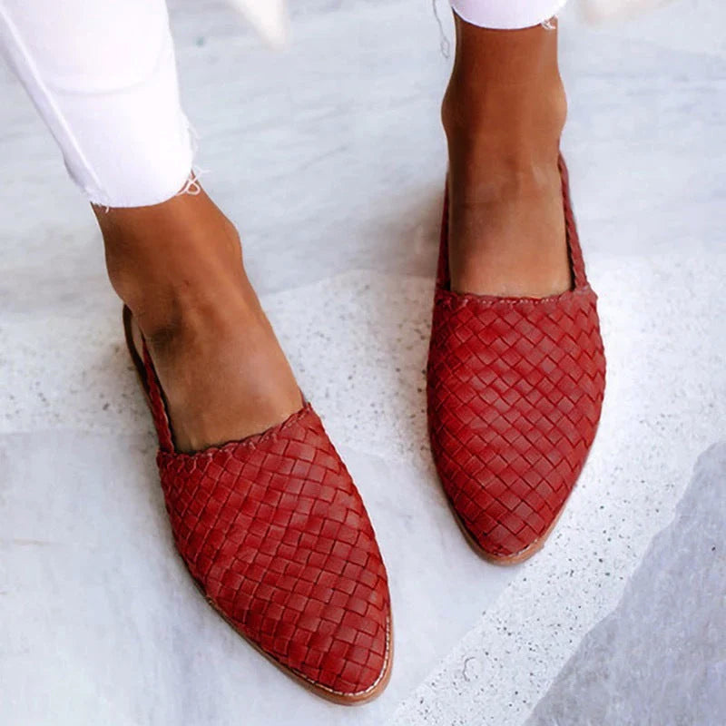 Miranda - Women's Basketweave Pointed-Toe Flats