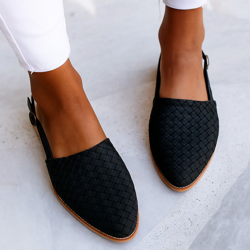 Miranda - Women's Basketweave Pointed-Toe Flats