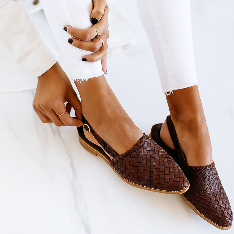 Miranda - Women's Basketweave Pointed-Toe Flats
