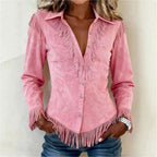 Miriam - Women’s Fringe Western Button-Front Shirt