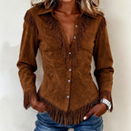 Miriam - Women’s Fringe Western Button-Front Shirt