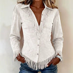Miriam - Women’s Fringe Western Button-Front Shirt